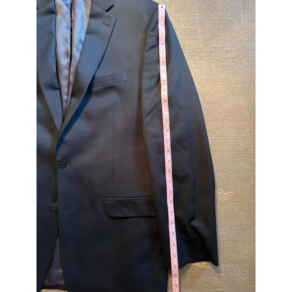 Calvin Klein Mens 100% Wool 2-Button Suit Jacket Blazer Black 40L RN 90736